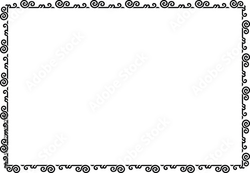 Black and White Elegant Swirl Ornamental Border, Decorative rectangular page frame Vintage Corner with Curved Scroll Design for Certificates and Invitations




