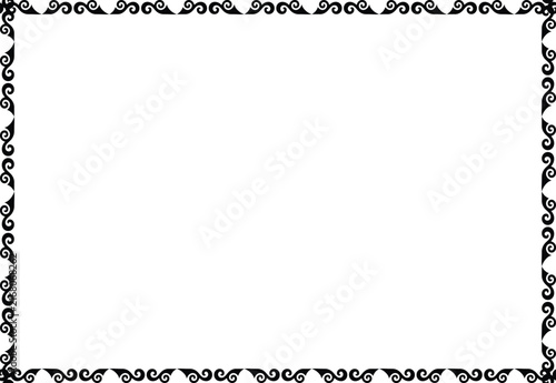 Black and White Elegant Swirl Ornamental Border, Decorative rectangular page frame Vintage Corner with Curved Scroll Design for Certificates and Invitations




