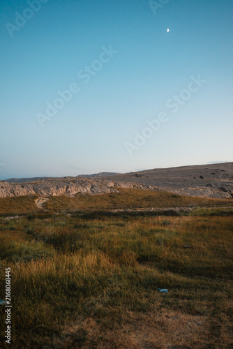 Картината върху платно Rucica beach in Metajna on Pag island curved shoreline, crystal-clear turquoise