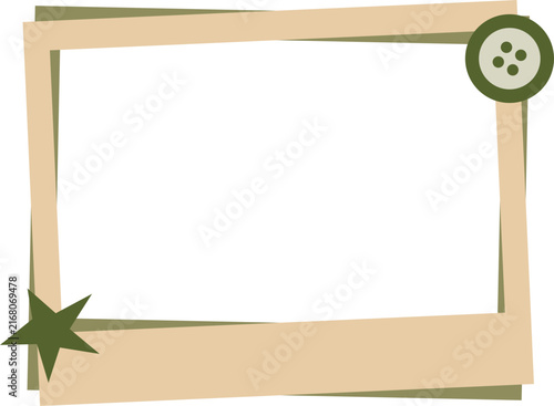 Photocard Scrapbook Frame for Vintage Collage, Memory Journal, Photo Album, Journaling, and Creative Paper Craft Design. Vector Isolated.
