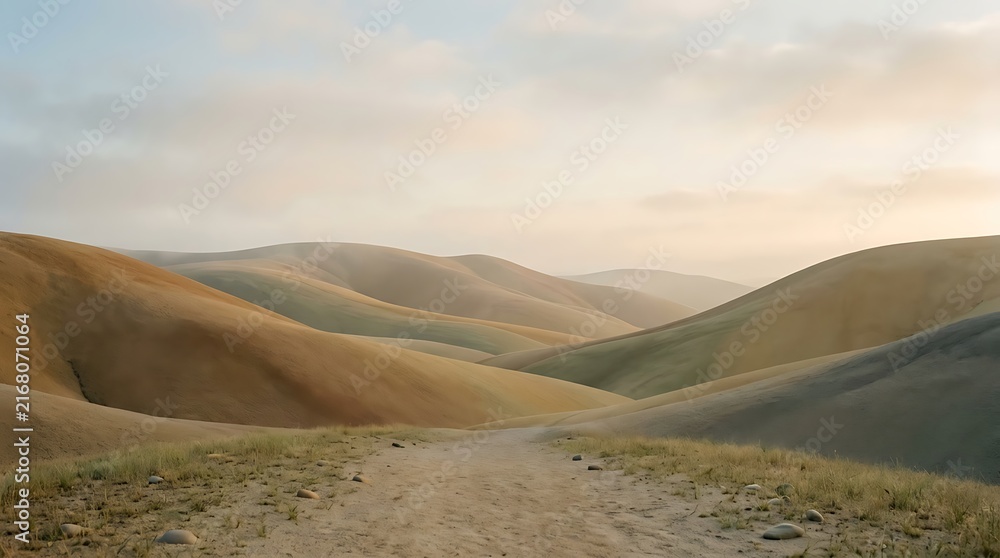 Obraz premium Serene desert landscape with rolling hills.