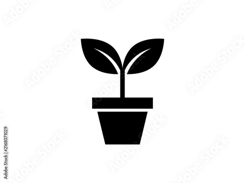 Potted Plant Icon Vector Sprout Growth