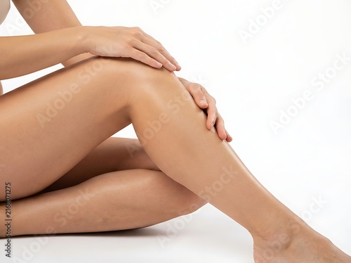 Woman Smooth Legs Barefoot Studio Shot