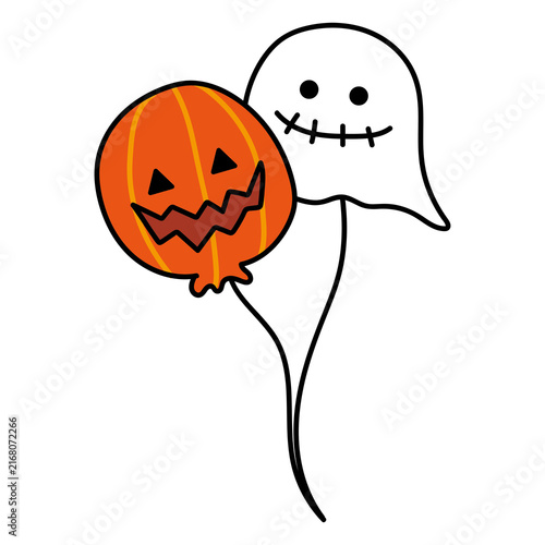 ハロウィンの風船ジャックオランタンとおばけ