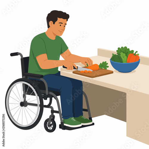 Wheelchair User Preparing Food