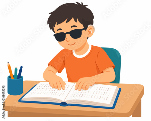 Blind Child Reading Braille