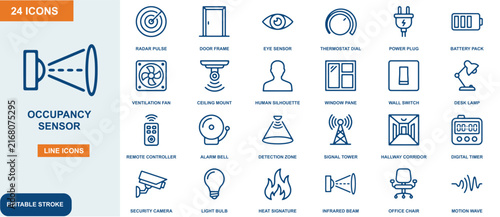 Fotografie Twenty four blue line for occupancy sensors and security monitoring systems and