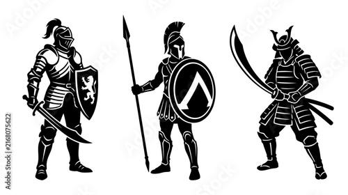 Medieval Knight, Ancient Warrior, Samurai Warrior Trio