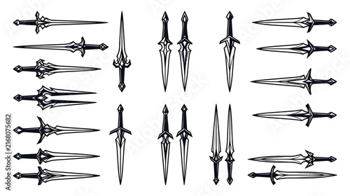 Ornate Fantasy Swords Collection Isolated