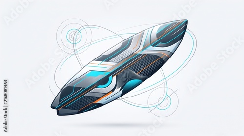 Abstract digital art with flowing shapes and cool blue and gray tones