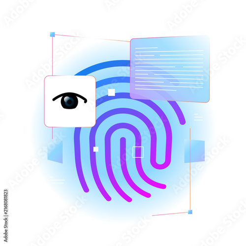 Biometric data and identity verification concept. eye, fingerprint, and personal information records. bio metric identification, authentication, digital identity, secure data verification technology