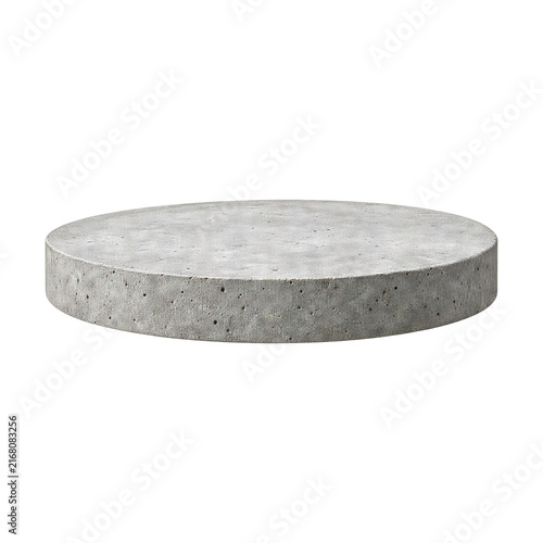 Round Concrete Product Display Podium Isolated, Minimalist Cement Pedestal for Product Showcase