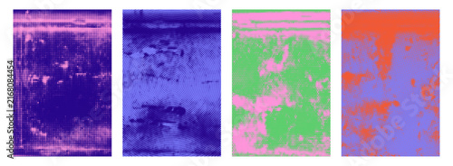 Retro punk halftone texture vector poster backgrounds set colorful grunge overlay urban collage aesthetic design
