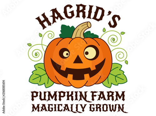 Canvas Print Hagrid's Pumpkin Farm Magically Grown Halloween Jack-o'-lantern Illustration