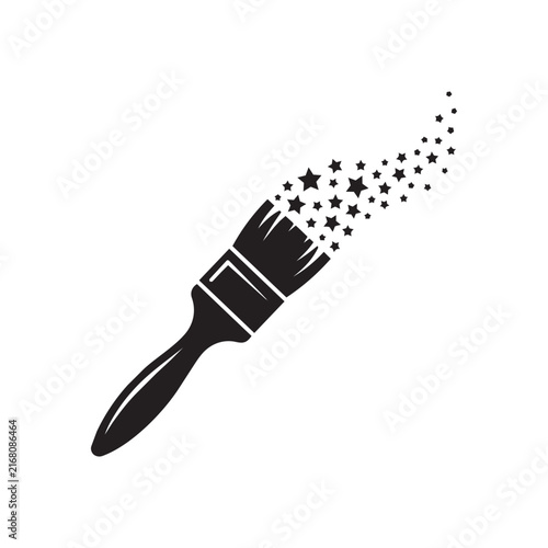 Magic paintbrush vector illustration with starry brush stroke trail