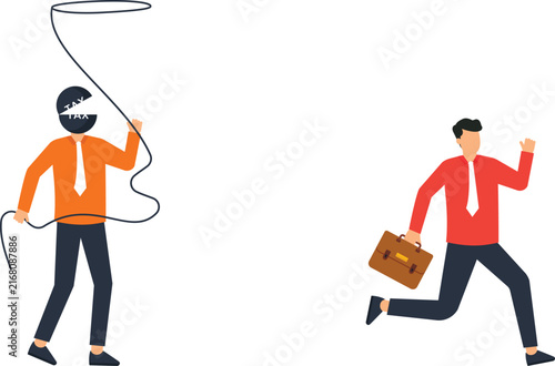 Canvastavla Running businessman escaping tax pursuit showing financial burden legal obligati