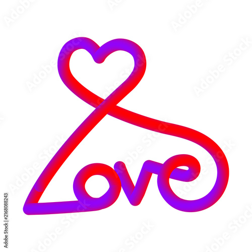 Foto Gradient heart forming love word during Valentine's Day celebration isolated on