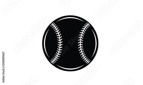 Baseball ball silhouette vector illustration isolated on white background. Ideal for logo design element, sticker, car decals and any kind of decoration.
