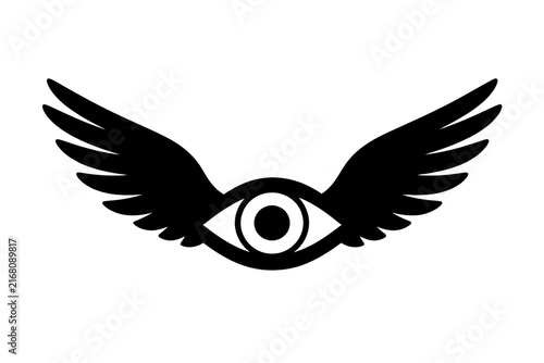 surreal eye with wings
