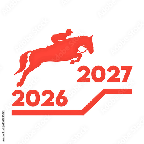 Coral Red Horse Jumping From 2026 to 2027 Silhouette Graphic PNG