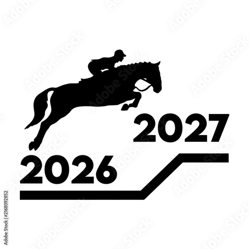 Black Horse Equestrian Jumping From 2026 to 2027 Silhouette Vector PNG