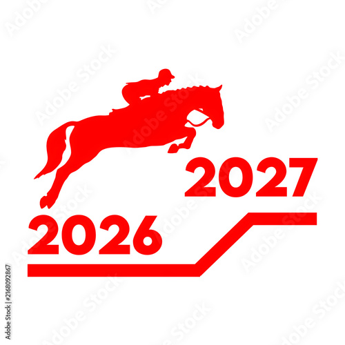 Red Equestrian Horse Jumping From 2026 to 2027 Silhouette Vector PNG