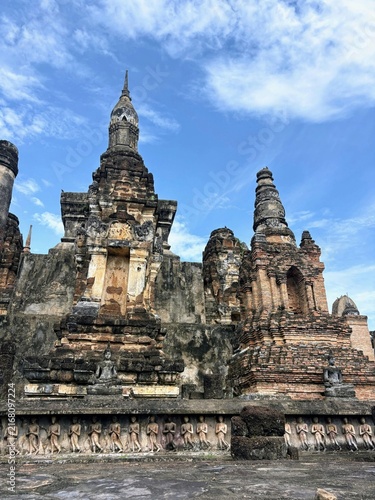 Konstfotografi Wat Mahathat Sukhothai Ancient Buddhist Temple Ruins Thailand UNESCO