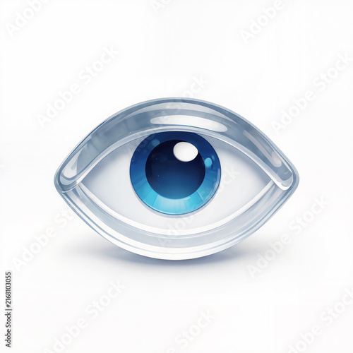 Minimalist Glossy Glass Human Eye Icon Vector Illustration