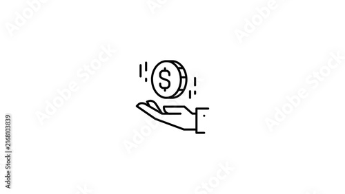 Dollar thin line icon set. Black outline vector icons collection.