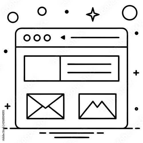 Website interface design with email and image placeholders in linear style