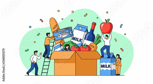Vibrant and cheerful flat vector illustration featuring a colorful composition of geometric shapes and modern design elements isolated on a clean white background for graphic use.
