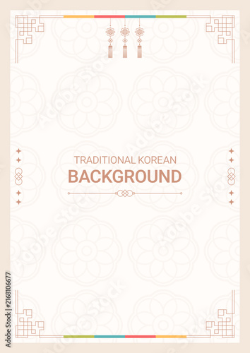 Background featuring traditional Korean patterns. Poster template with the feel of classical Korean art.