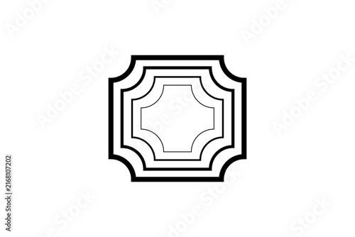 Minimalist Vintage Black Line Frame Border on White Background
