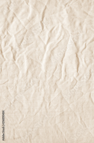 Beige canvas. Detailed old fabric texture close up