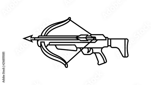 Obraz na plátne Outline of a crossbow with an arrow