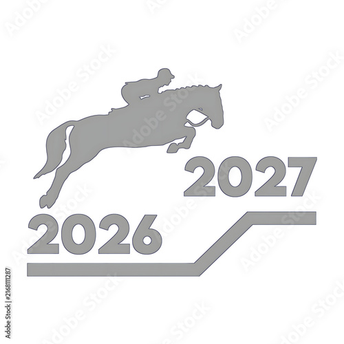 Grey Horse Jumping From 2026 to 2027 Silhouette Vector PNG