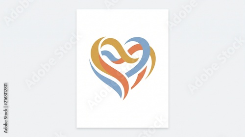 Abstract Heart Symbol with Intertwined Ribbons in Warm Colors.