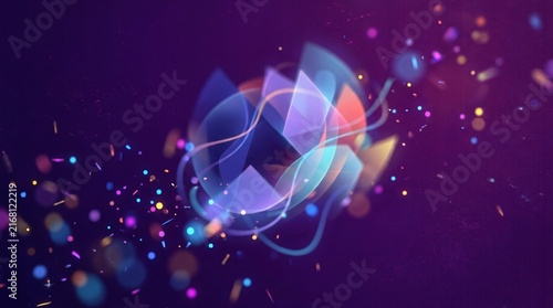 Formas abstractas brillantes y partículas festivas para el Mes de la Herencia Hispana, fondo digital luminoso de celebración cultural y dinamismo moderno.