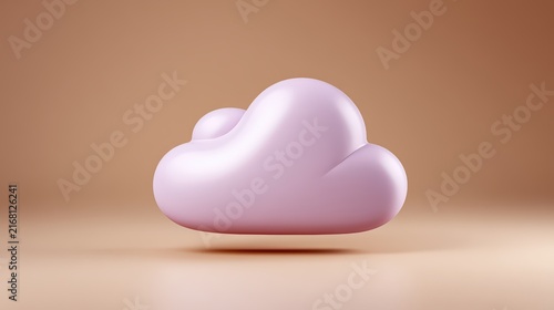 3D render of a smooth symbolic cloud icon in soft pink colors