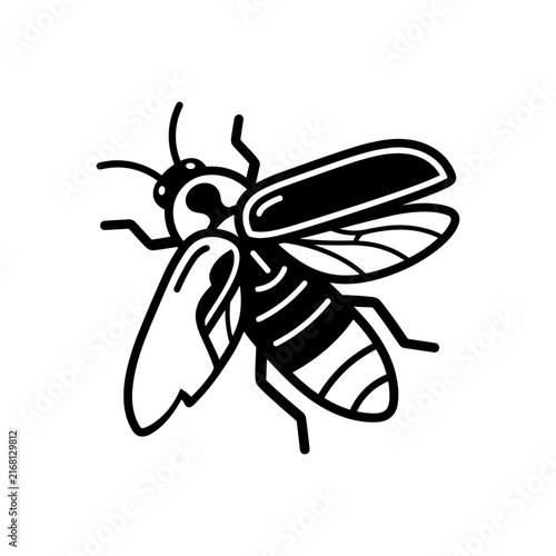 Black and white illustration of a bee.