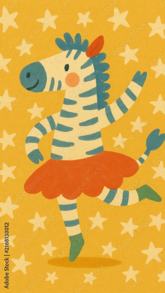 Naklejka premium Playful zebra dancing joyfully.