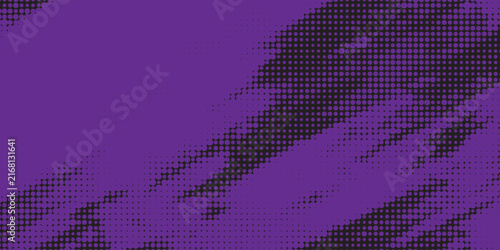 Purple and black halftone dot pattern abstract vector background.