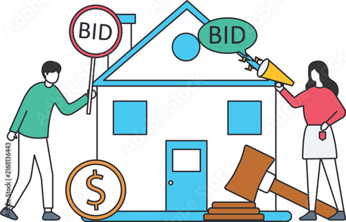 Foto House Auction real estate bidding concept with property sale