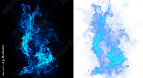 Vibrant blue fire flame collection with intricate wispy smoke textures for supernatural gaming visual effects and digital design assets.