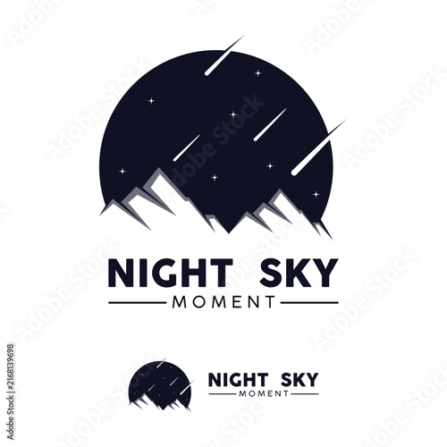 night sky icon logo vector with creative idea.