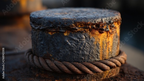 Old Mooring Bollard Rope Wear Texture