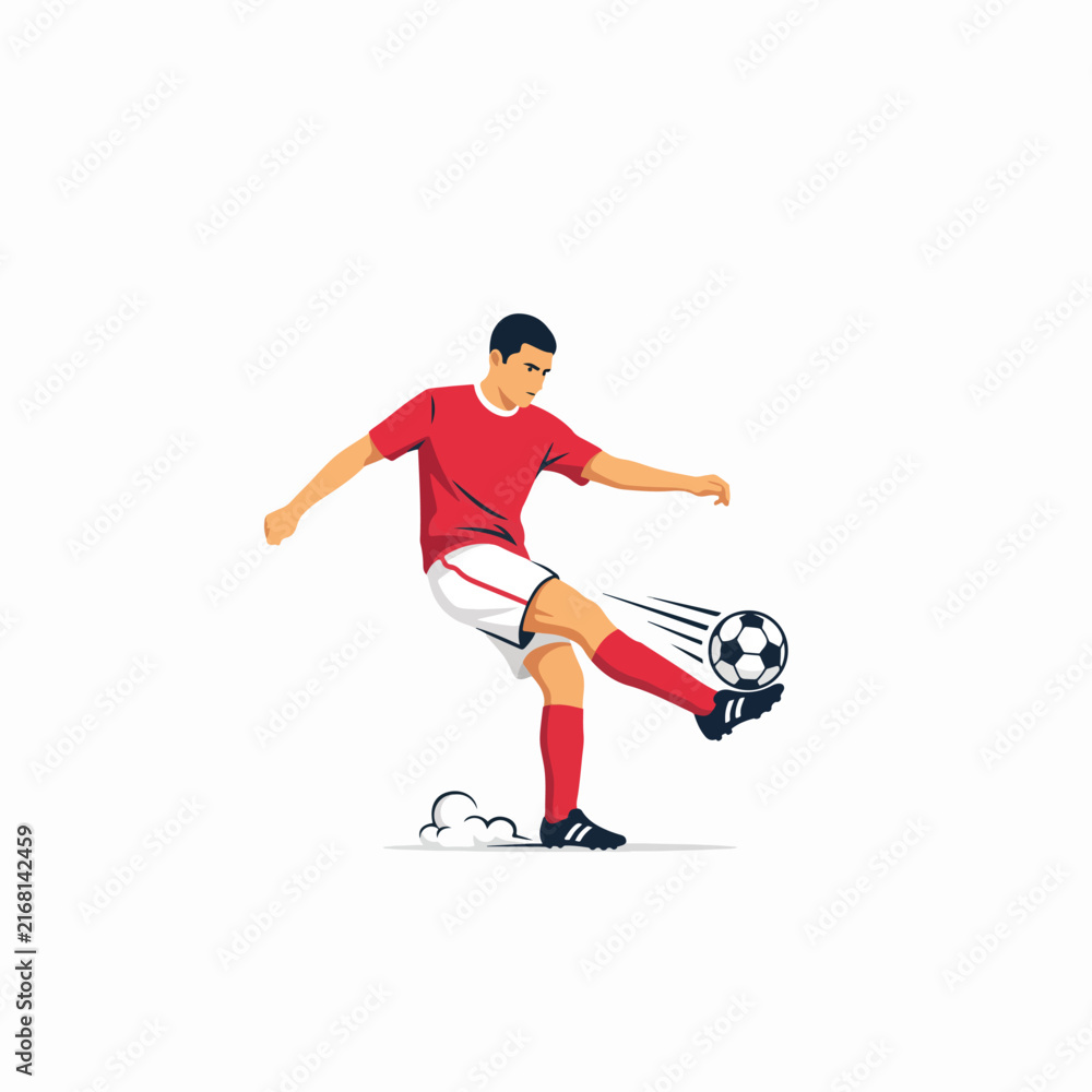 Fototapeta premium Abstract Soccer Player Kicking Ball Illustration