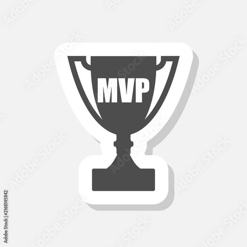 MVP trophy sign icon sticker isolated on gray background
