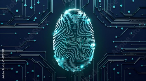 Biometric Security Fingerprint Concept Abstract Digital Render