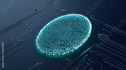 Biometric Security Fingerprint Concept Abstract Digital Render